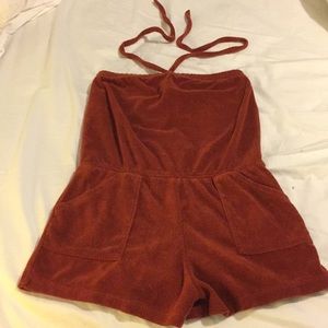 American Apparel Halter Terry Romper Large L
